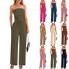 Damen trägerloses Strick-Crop-Top und weite Hosen Set Lässiges Lounge-Zweiteiler-Outfit Weicher Stretchstoff Bequeme Passform