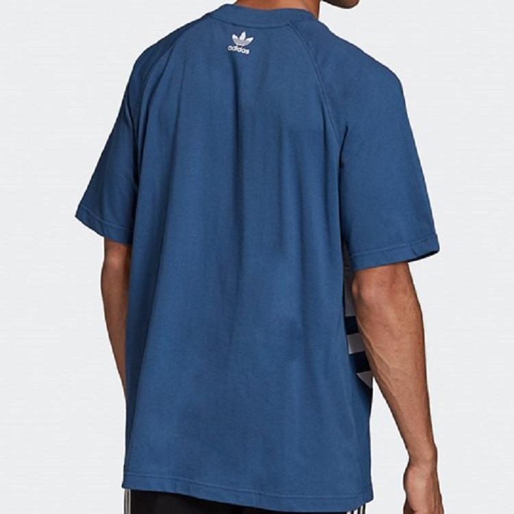 Adidas Originals Trefoil Big Logo Print Short Sleeve T-Shirt Men Tops Blue FM9902