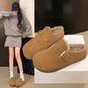 Stepping on shit, pregnant women's baotou half slippers, women's autumn and winter wear one pedal, velvet without heel, retro Birkencotton slippers