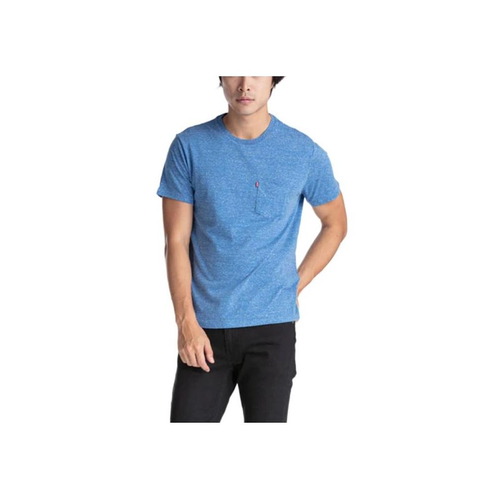 Levis Solid Color Crew Neck Pocket Pullover Short Sleeve T-Shirt Men Tops Blue 19342-0127