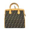 FENDI vintage Zucca logo Box-shaped bag Hand Bag Canvas/Leather Brown