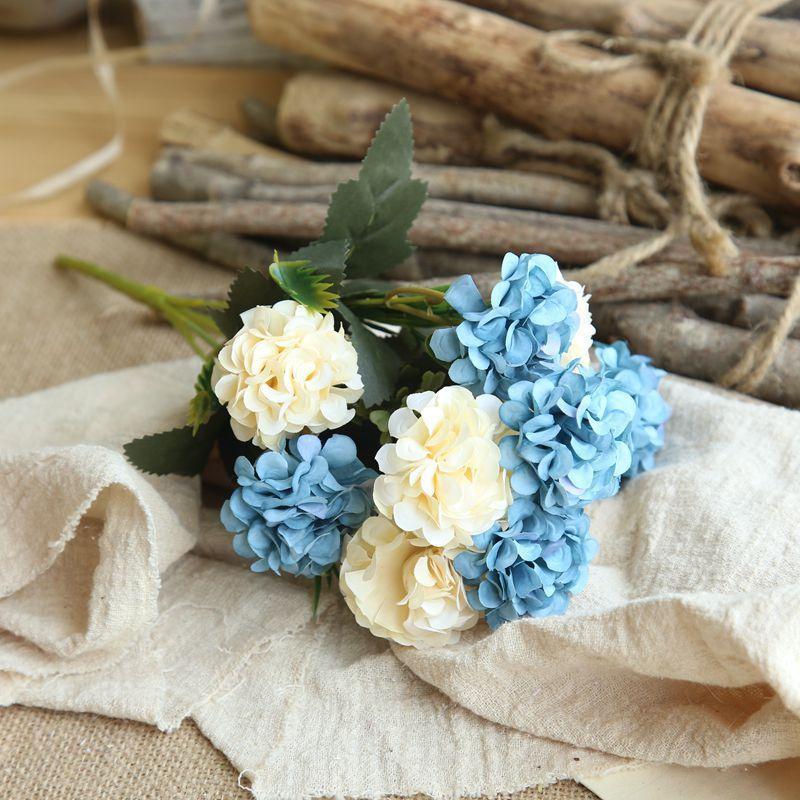 Luxurious 10 Heads Artificial Silk Hydrangea Fake Flowers For Stylish Interior Decoration