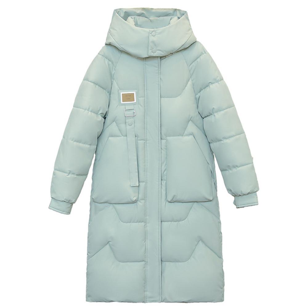 Damen Reißverschluss Kapuze Winter Lang Daunen Baumwolle Jacke für Parka Mantel Locker Gepolstert Verdickt Warm Schnee Kleidung Jacken