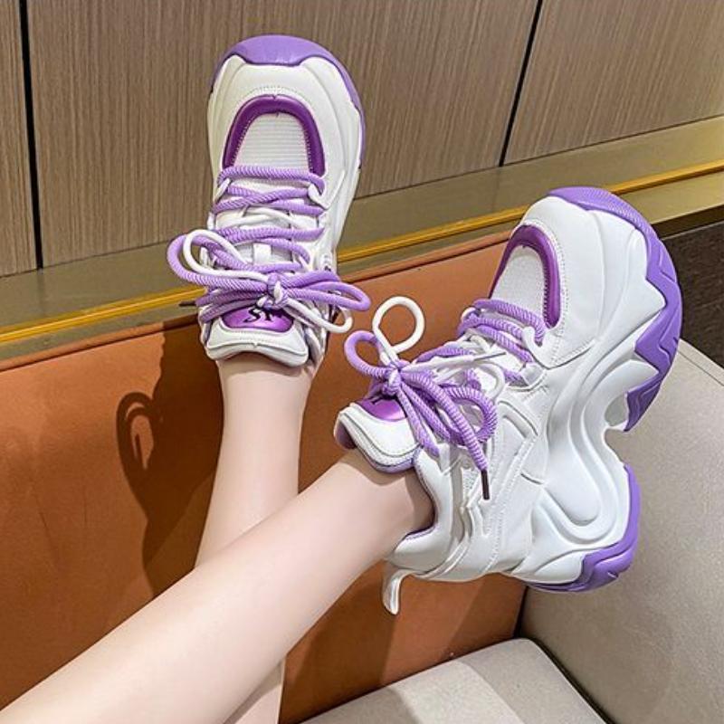 Dámské Kožené tenisky na vysoké platformě Nové boty 10CM silná podrážka Neformální boty Robustní táta sportovní tenisky