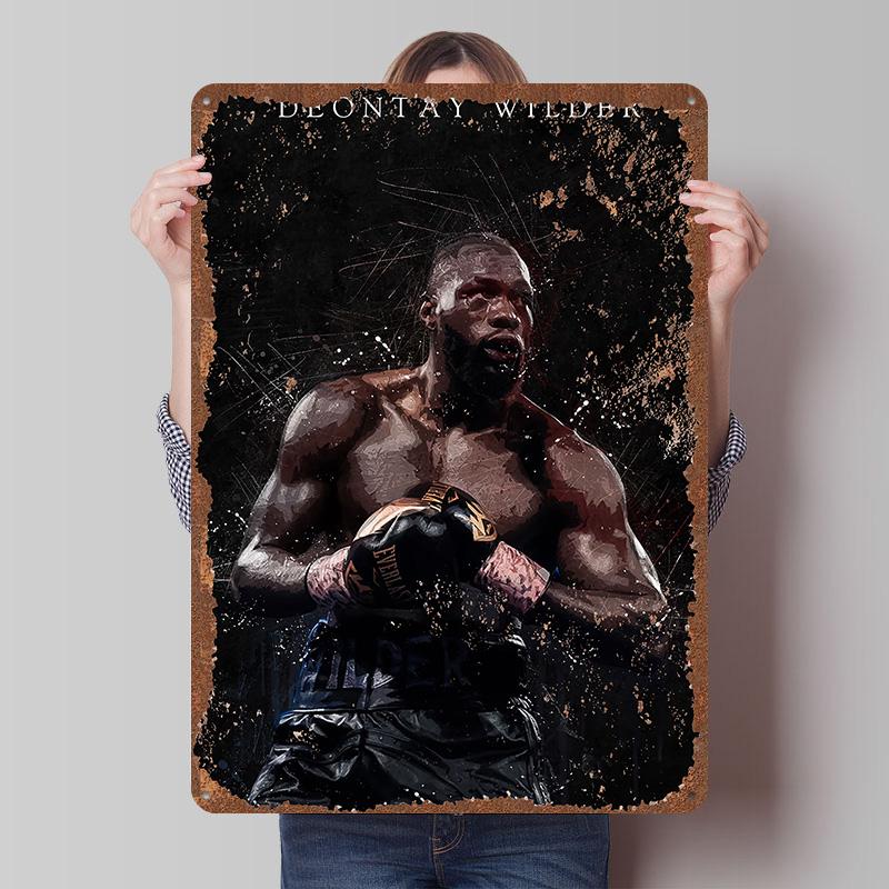 Deontay Wilder Boxer Metal Posters Custom Vintage Metal Signs Wall Art Tin Plaque for Man Cave Bedroom Decorations Home Decor