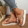 Fashion Flower Decor Flat Heels Sandals for Women Rivet Thick Sole Chunky Platform Slippers 2025 Summer Comfort Non Slip Flip Flops