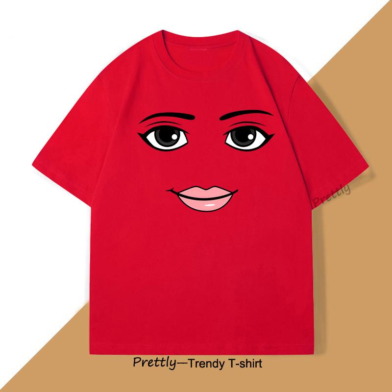 Neuheit Robloxs Frau Gesicht Spiel Meme T-Shirt Männer Frauen Baumwolle Rundhals Kurzarm Druck T-Shirt Herrenbekleidung Sommer Oberteil T-Shirt