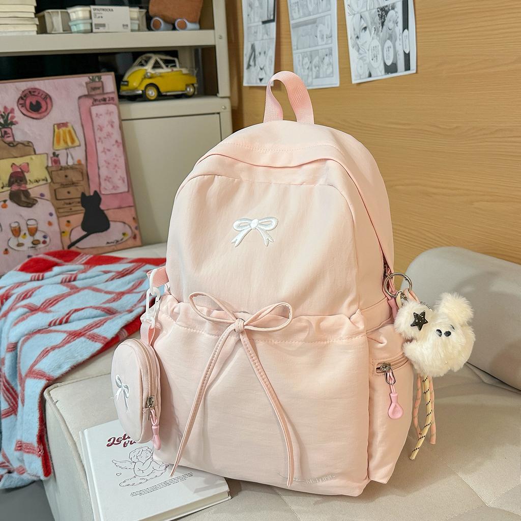 Zaino scolastico di alta gamma zaino scolastico ragazza scuola media ragazza carina zaino con fiocco a forma di cuore zaino per studente universitario semplice di alto valore