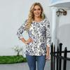 Damen Casual Blumenmuster Dreiviertelarm Rundhalsausschnitt Oberteil Leicht Bequem Sitzend Weicher Stoff Bluse für den Alltag