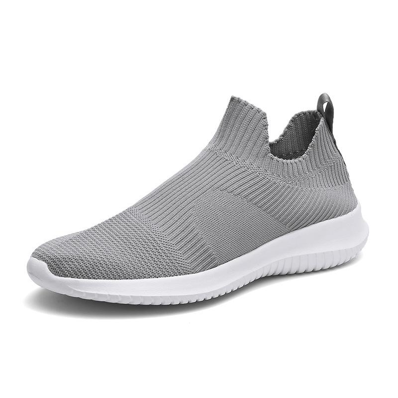 Sneakers Slip-On Uomo Scarpe da Corsa Leggere Traspiranti in Maglia a Calzino Bianche Scarpe Sportive da Jogging e Camminata Scarpe Casual da Uomo