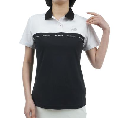 Golf Short Sleeve Polo Shirt Quick X Black 1 [New Balance] Women's (Sweat Absorbent, Drying, Stretch) / 012-4160501 010_White [M]