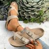 22 years old new set of toes retro large size slippers double-breasted buckle open-toed sandals