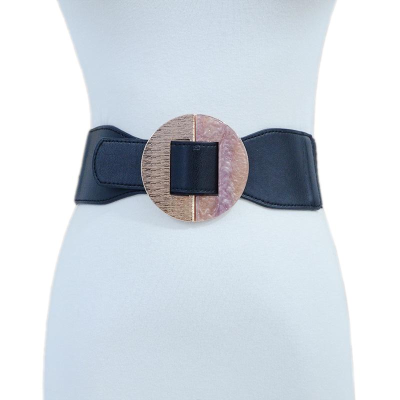 Belt - elastic waistband - unique creative gradient metal buckle wide waist cincher 65-88cm чёрный