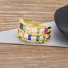 Nidin New Fashion Rainbow Geometric Exquisite Crystal AAA Zircon Ring Women Temperament Declaration Wedding Party Charm Jewelry