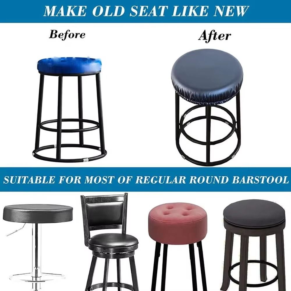 4Pcs Waterproof Protection Bar Stool Seat Cushion Protectors Round Chair Slipcover Beauty Salon