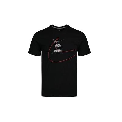Alphabet-Print Lässiges Lockeres Rundhals-Kurzarm-T-Shirt Herren Oberteile Schwarz BV7074-010