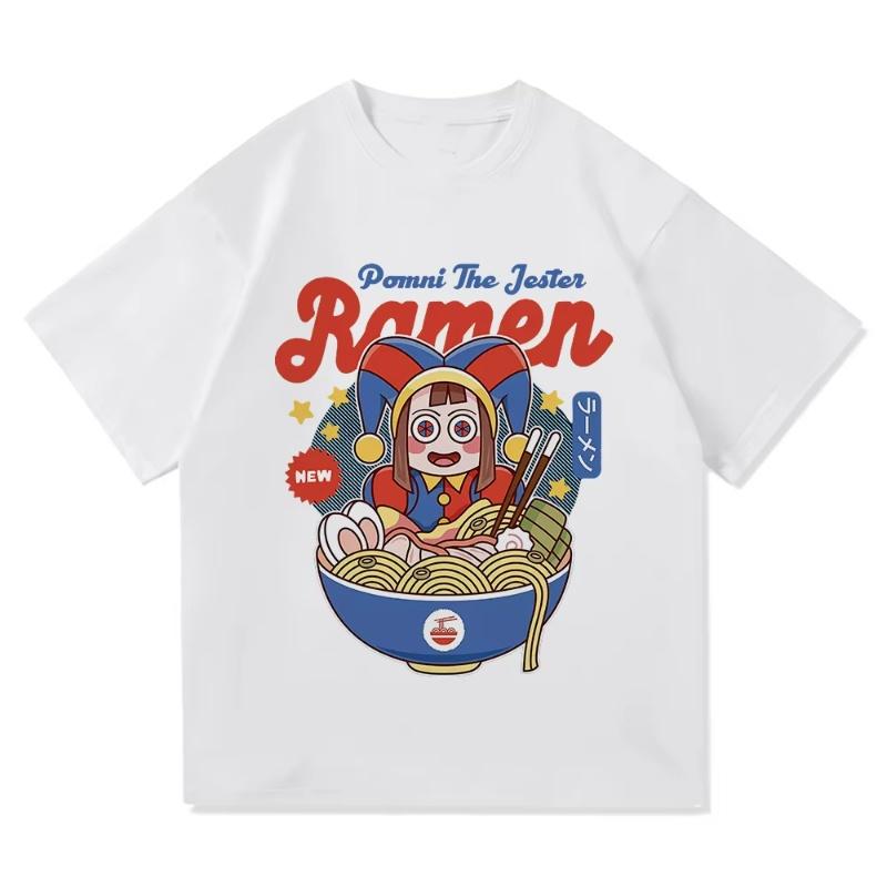 Der erstaunliche digitale Zirkus Jax Ramen T-Shirt Mode Frauen Caine Pomni T-Shirt Unisex Niedliches Kaninchen Nudeln Baumwoll-Tees Shirts