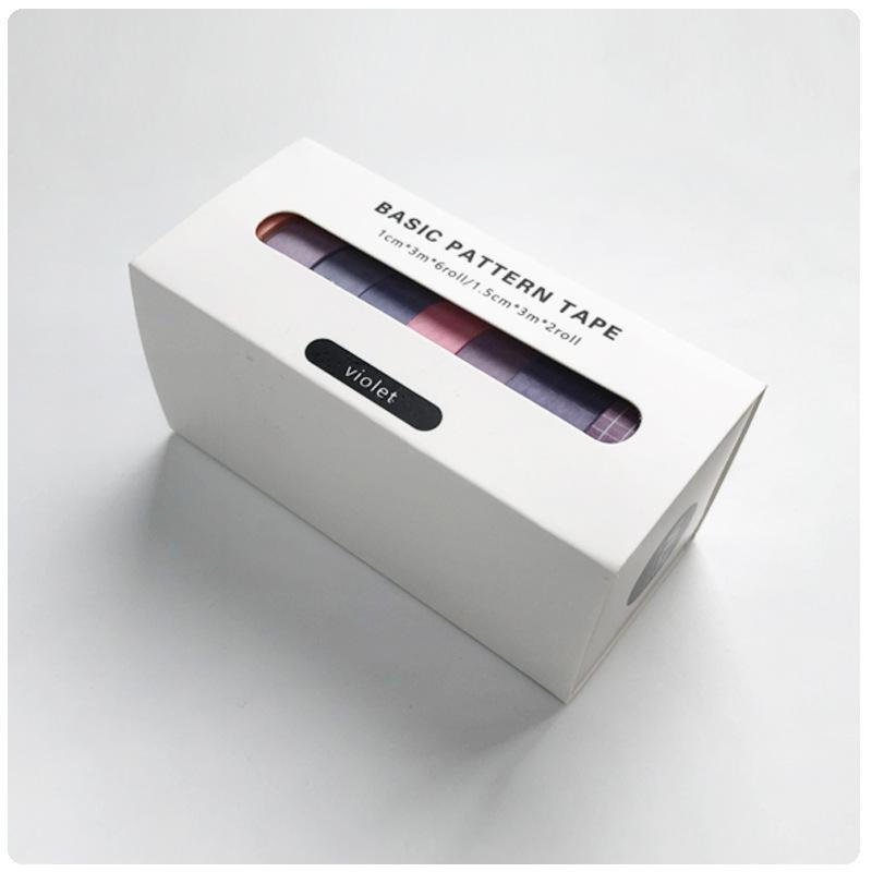 Ruban de masquage Washi de décoration de base de couleur Pure, 8 pièces, papeterie pour Scrapbooking, fournitures scolaires