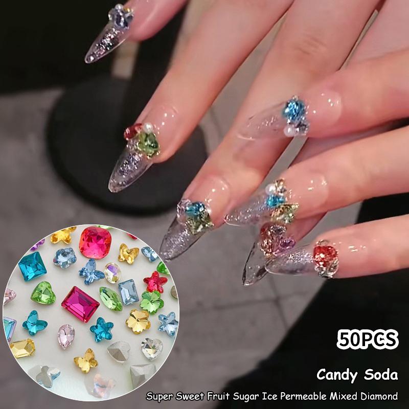 50Pcs Mix 3-10Mm Pointed Bottom Irregular Nail  Small Mixed Shape Glass Pile Drill Applies Diy Accessories