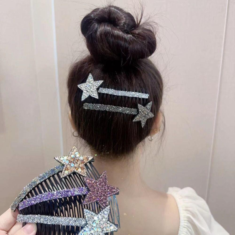 Acryl Unsichtbarer Extra-Haarhalter Zähne Extra-Haarhalter Strass Stern Haarkamm Täglich