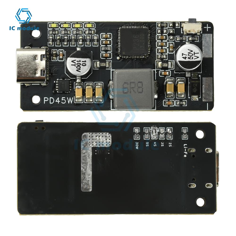 2-6S PD45W Fast Charge Discharge Module QC3.0+ Type-C Output for Li-ion/LiFePO4 Battery Universal Power Bank Board