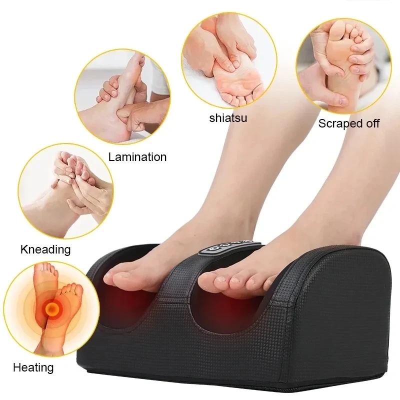 Hot Compression Electric Foot Massager Heating Therapy Shiatsu Kneading Roller Muscle Relief Fatigue Foot Massage Spa Machine