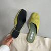 Fashion Summer Spring Fashion Square Toe Ladies Flats Slippers Luxury Flats Slippers Shoes For Women Mules Female Slides Sandals Shoes