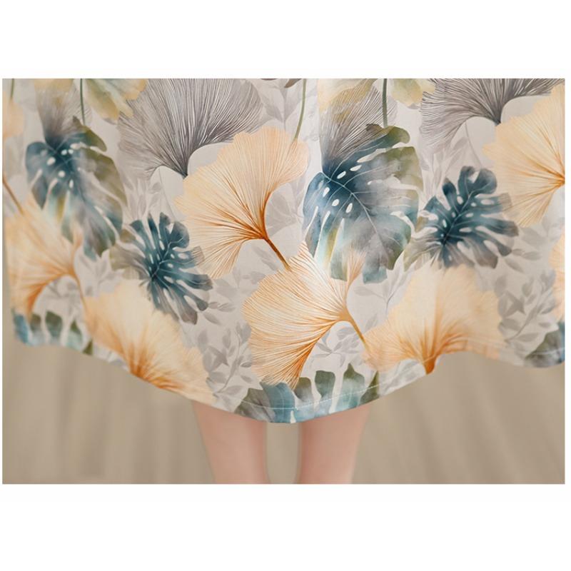 DIMANAF New 2026 Summer Beach Long Dress Women Plus Size Vintage Lady Floral Print Loose Oversize Cotton