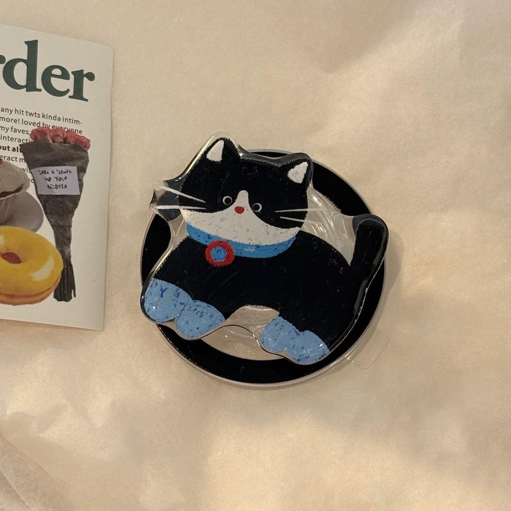 Magnetic Cat Bracket Is Suitable for Apple 17promax Mobile Phone Case iPhone15 Children's Fun Cartoon 14 Transparent 13 Soft