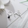 925 Sterling Silver Tassel Black Star Charm Stud Earrings For Women Girl Elegant Party Jewelry Prevent Allergy Eh848
