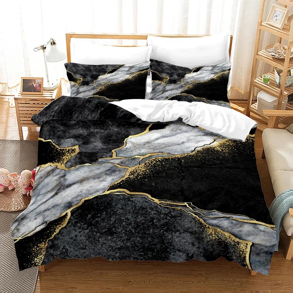 Luxury Queen Bedding Set Colors Marble King Size Soft Skin Friendly Duvet Cover Set With Pillowcase Suitable For All Age Groups