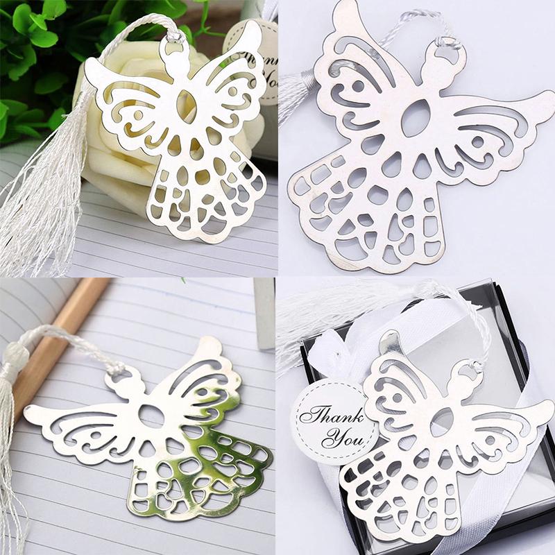 Hot Stainless Steel Silver Guardian Angel Bookmark Tassel Page Marker Ribbon Box