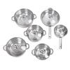 6 Pcs Stainless Steel Pots and Pans Set Even Heating Thickened Easy To Clean Cookware Set with Lids for Kitchen
