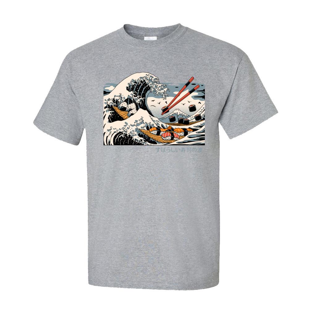 Men TShirt Great Waves Nara Tops Shirt All Cotton ONeck Short Sleeve Japan Sushi Printed Tee Shirt Mother Day Gift Top Quality