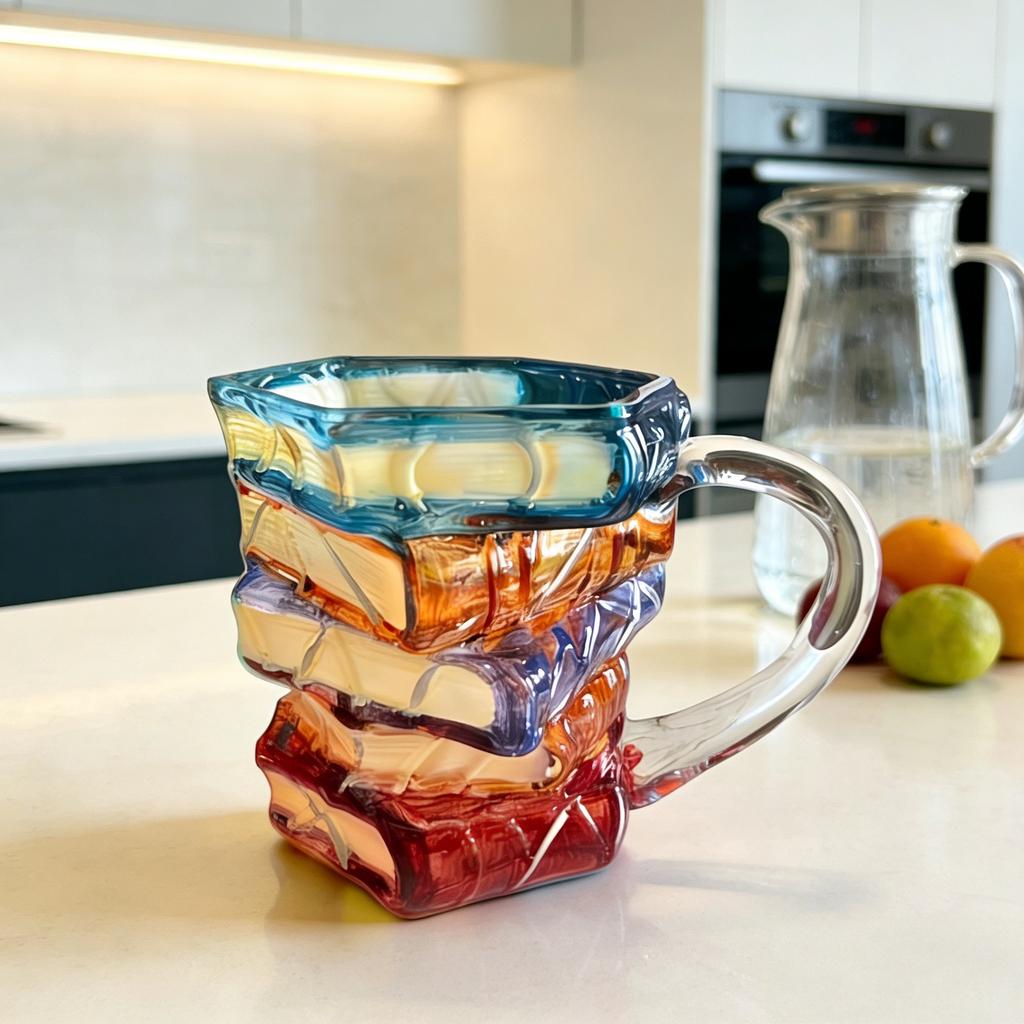 High Borosilicate Glass Cup, Drinking Glass, High Aesthetic Appeal, for Office or Home Use, Hand-painted, Mug, Coffee Cup
