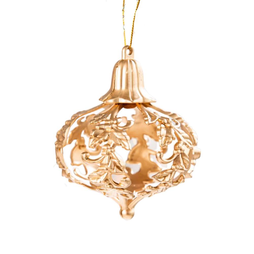 4/8pcs Golden Hollow Five Pointed Star Pendant Creative Waterproof Christmas Tree Pendant Delicate Christmas Ball Holiday