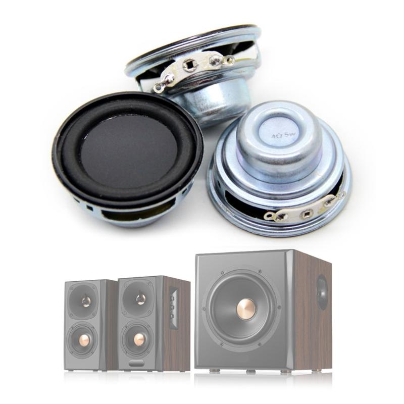 2Pcs 40MM Full Range Speakers 4 Ohm 5W Enthusiast DIY Flat Arc Rubber HiFi Speaker