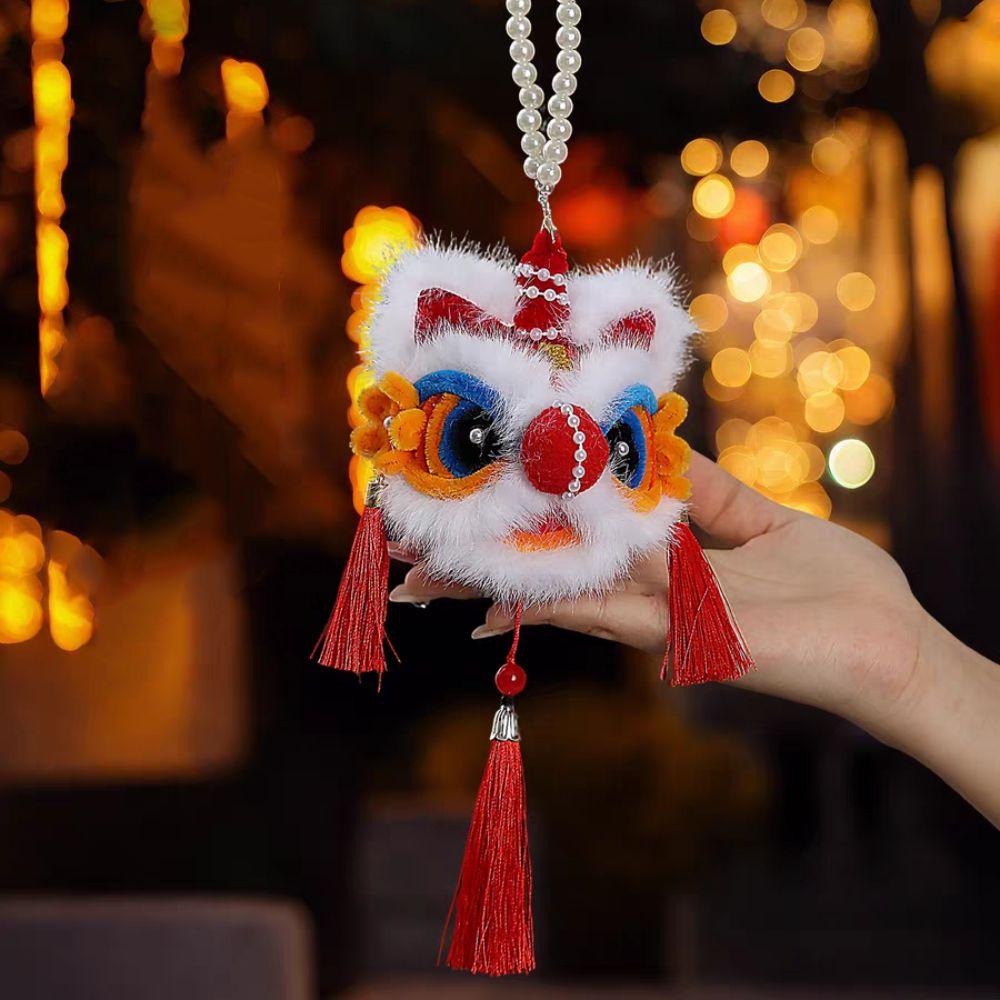 Handheld New Year Luminous Lantern Twisted Stick Lion Lantern Keychain Plush Lion Pendant  Children
