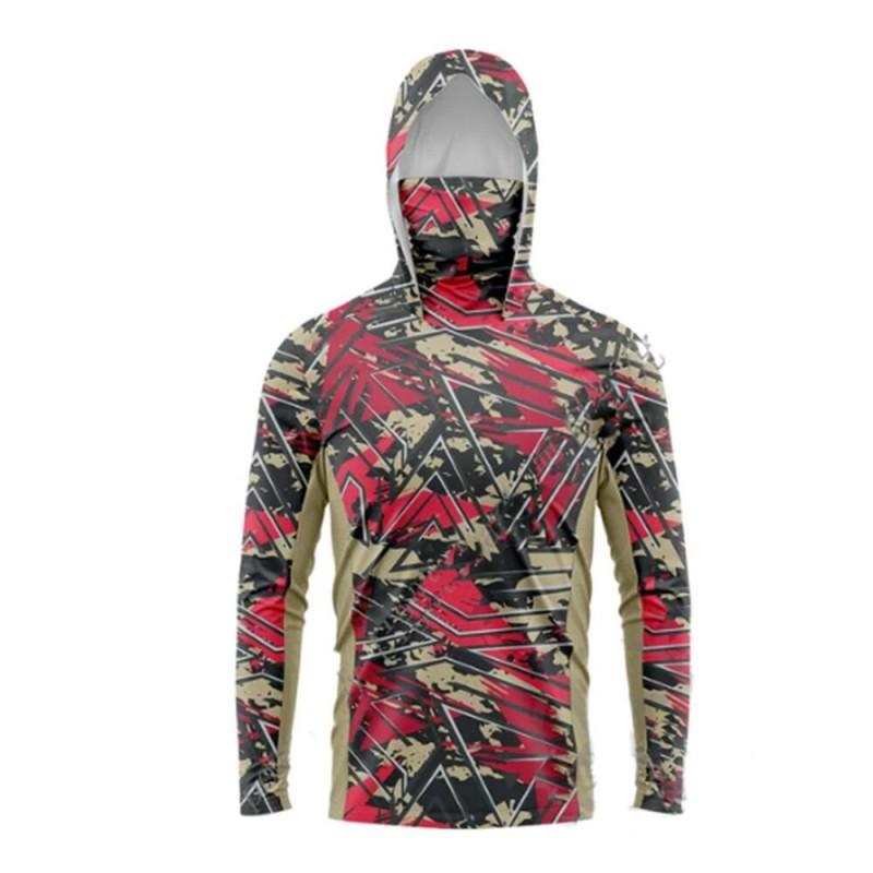 Lightweight Ice Silk Fishing Shirt With Hood Face Cover Long Sleeve UV Protection Quick Dry Outdoor Fly Apparel