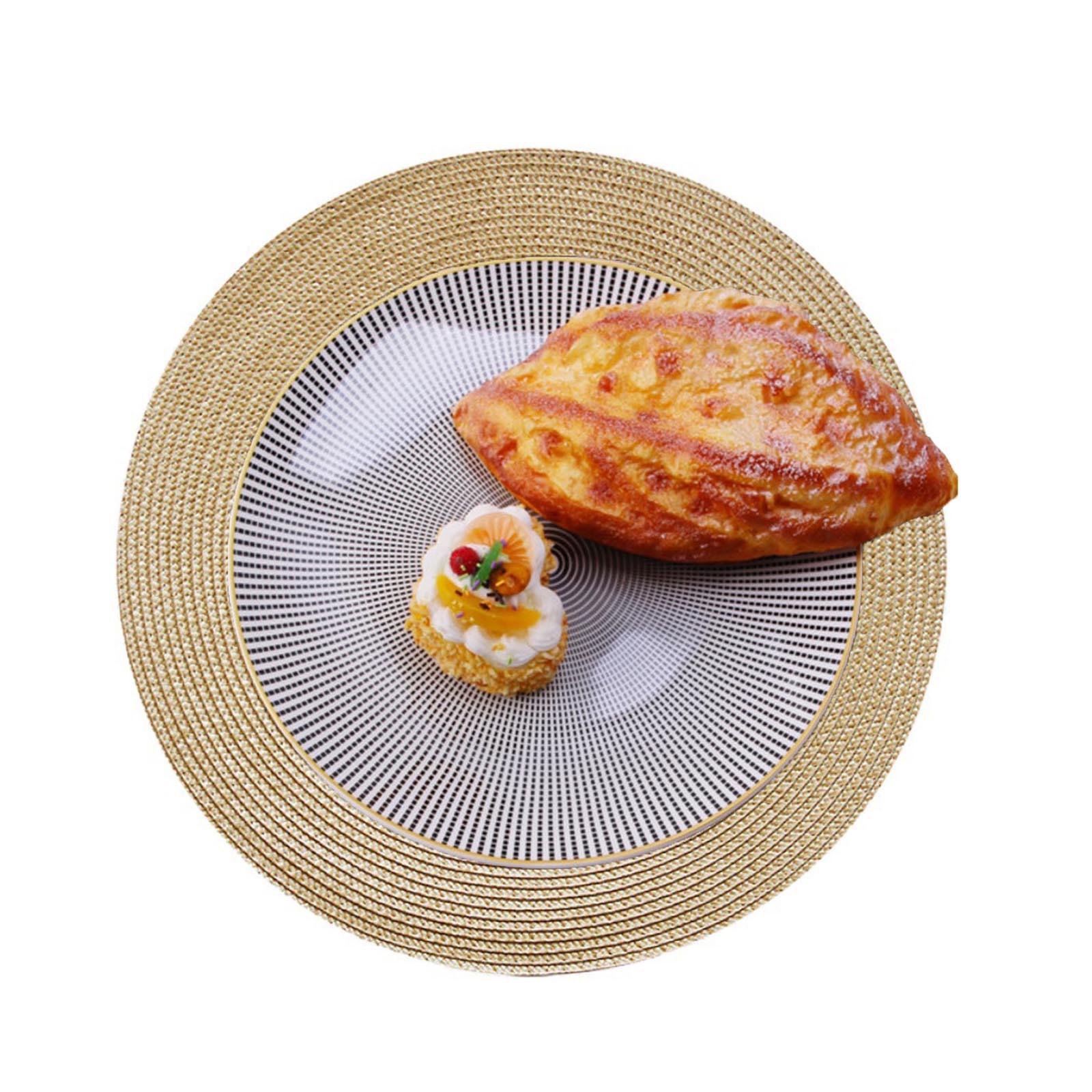 

6-piece Set Meal Mat Woven Round Mat Tableware Cup Pad золотой