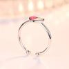 New 925 Sterling Silver Women Ring Fashion Heart -Shaped Crystal Epoxy Adjustable Forefinger Rings Jewelry Anniversary Gift