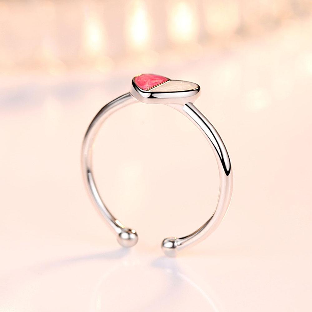 New 925 Sterling Silver Women Ring Fashion Heart -Shaped Crystal Epoxy Adjustable Forefinger Rings Jewelry Anniversary Gift