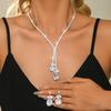 Mode Européenne et Américaine Collier Boucles d'Oreilles Entièrement Pavées de Zirconium Diamant Goutte d'Eau Accessoires Robe Banquet Collier