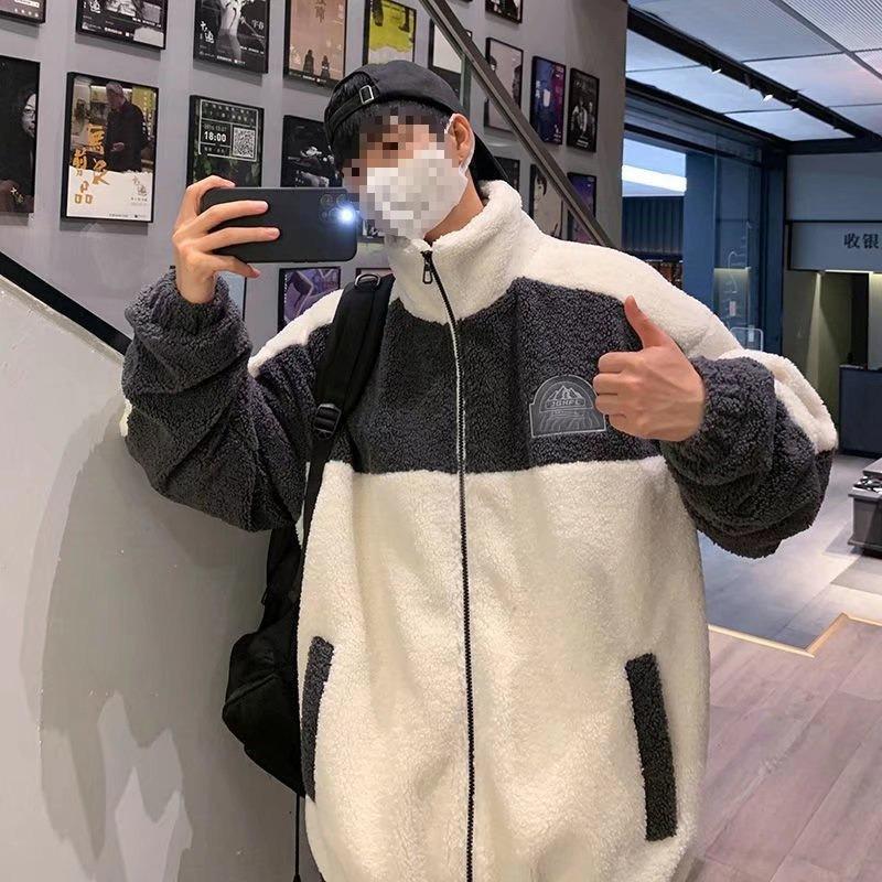 Płaszcz bawełniany ze skóry owczej dla mężczyzn, modna zimowa kurtka codzienna