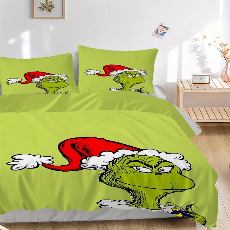 3Pcs Grinch Christmas Hat Green Bedding