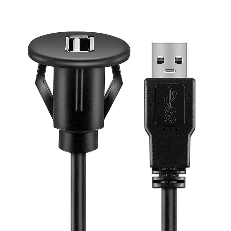 USB 3.0 Panel Flush Mount Extension Cable with Buckle for Car Truck Boat Motorcycle Dashboard 1M