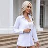 EastRogue Women's Fashion Casual Spring Fall Solid Color Print Long Sleeve POLO-Neck Blouses & Shirts
