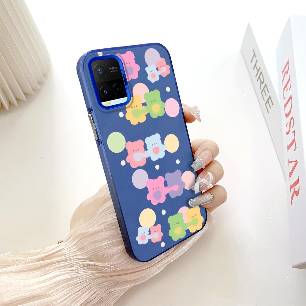 

Окрашенный узор, красочный серебристый, двухсторонний, жесткий, противоударный чехол для телефона Vivo Vivo Y35+ 5G синий