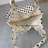 2025 Nordic Polka Dot Canvas Tote Bag - Japanese & Korean Style for College Students
