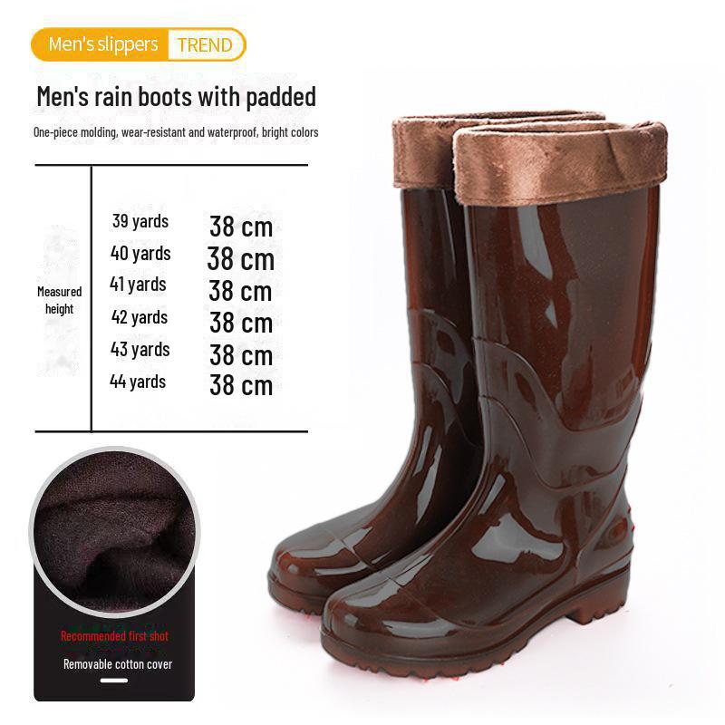 Free Shipping: Men's High-Top Rain Boots, Warm Mesh, Non-Slip, Wear-Resistant, Construction-Grade, Long Tube Rubber Water Shoes.